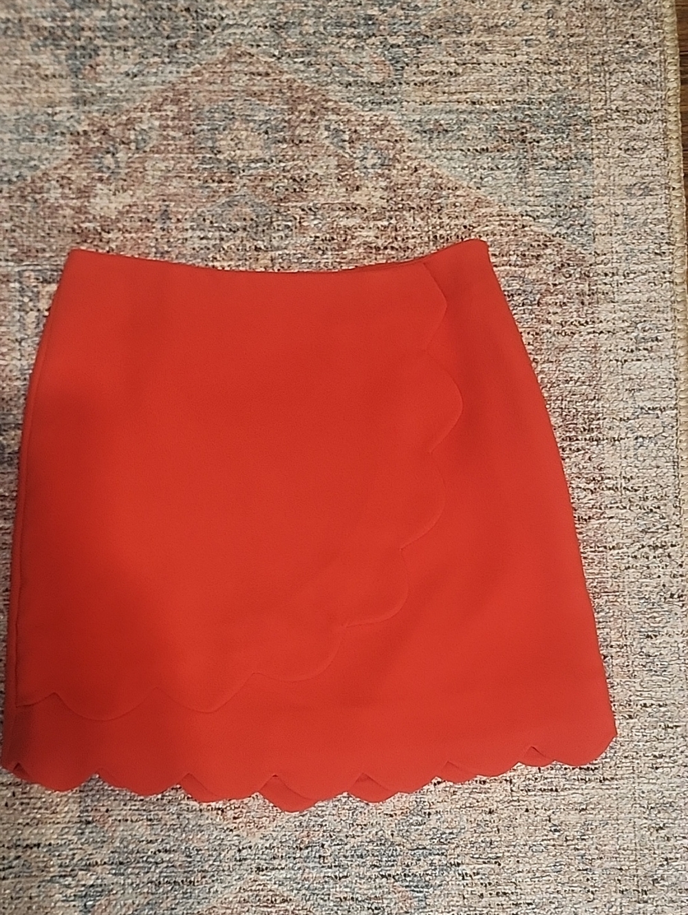 Draper James Red Scalloped Mini Skirt